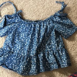 off the shoulder crop shirt